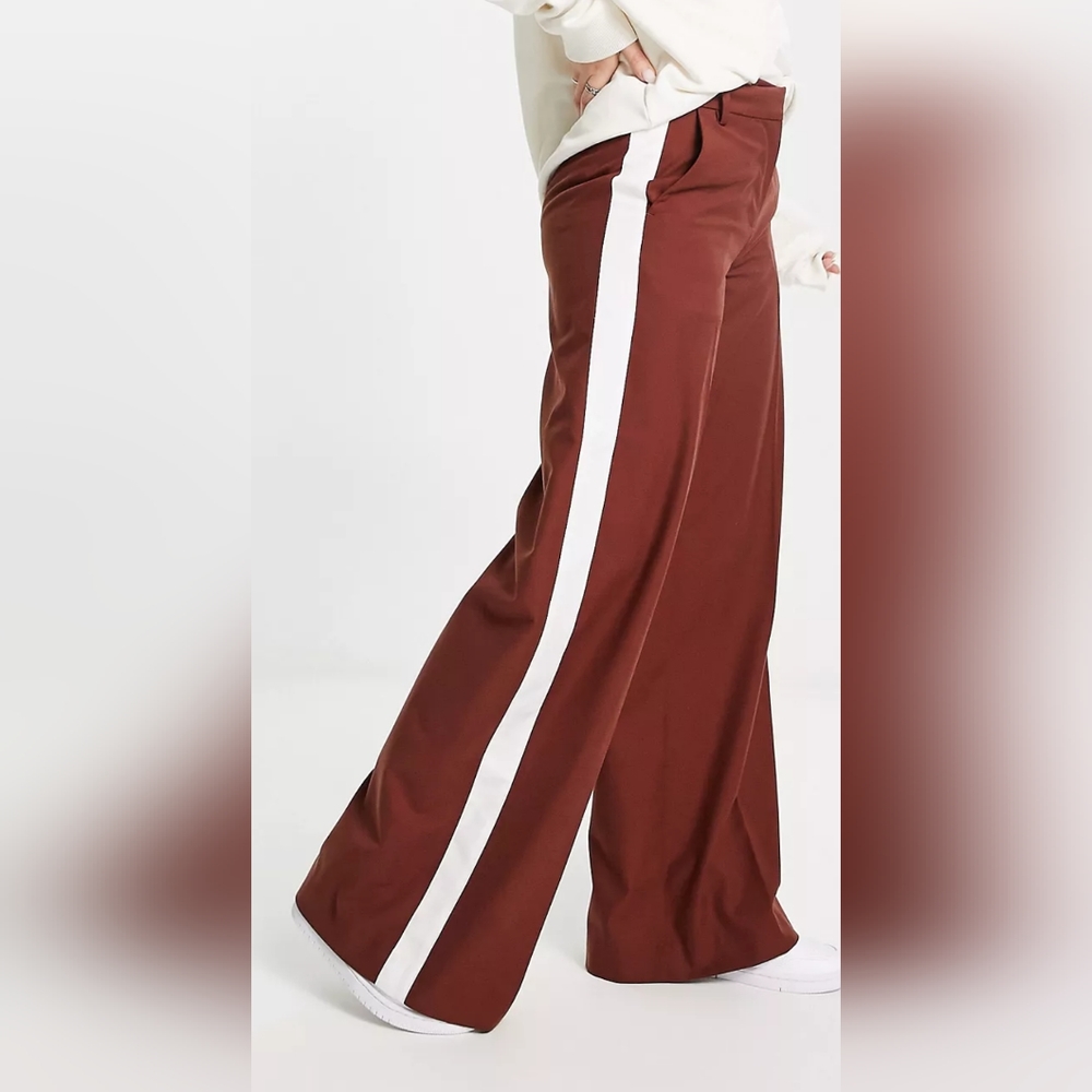 Weekday Callie Sporty Trousers with side stripe EU 36 (US 4) - Rust
